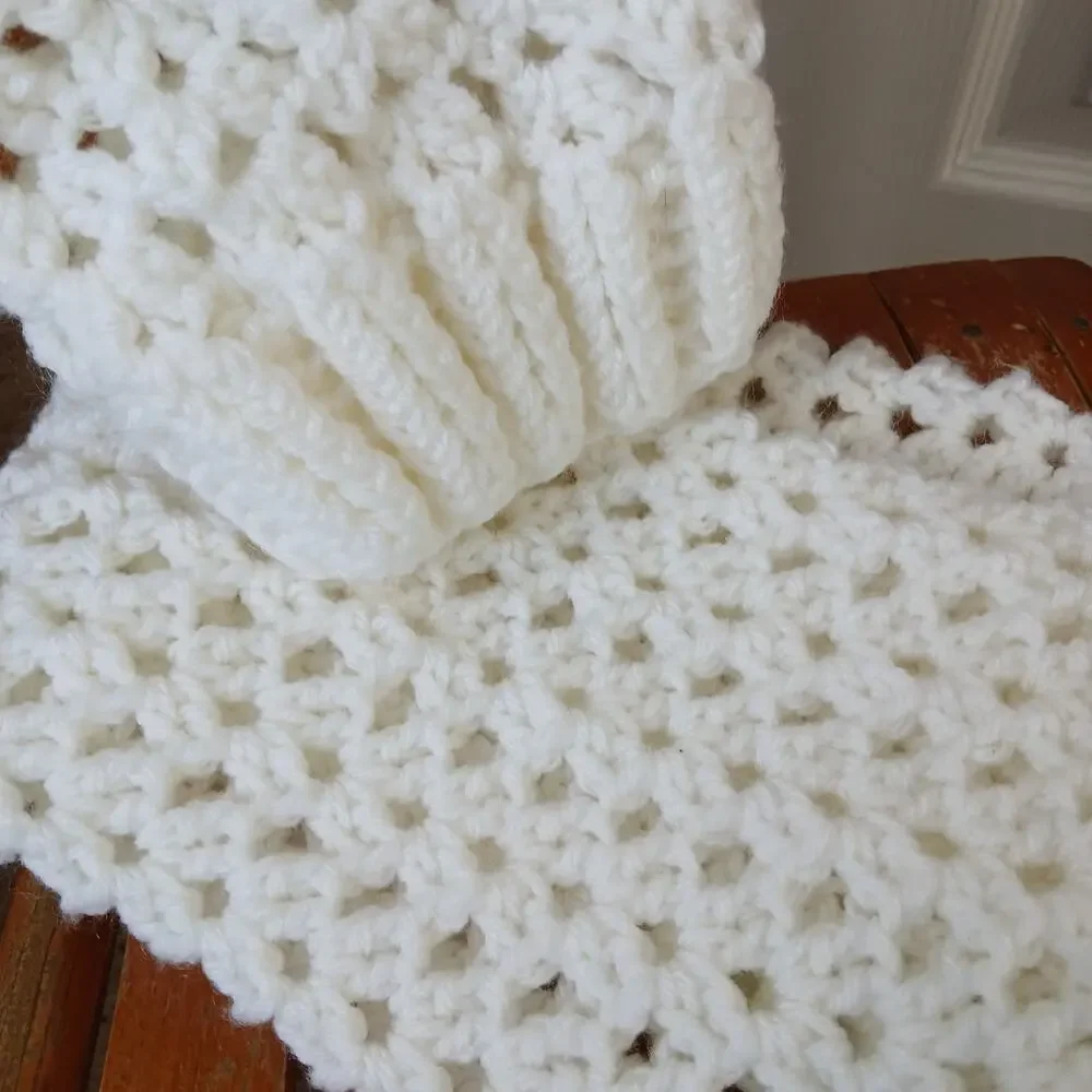 White Leg Warmers OSFM crochet warm thick chunky over the knee dance premade